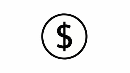 Fototapeta premium Black and white dollar sign icon inside a circle, simple currency symbol graphic