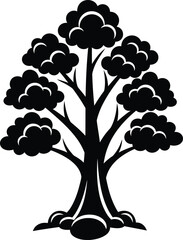 Stylized tree silhouette nature illustration decorative vector artwork