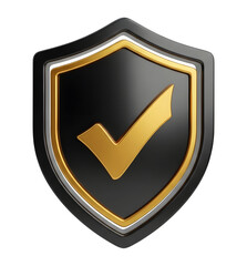 Gold Checkmark on Black Shield PNG