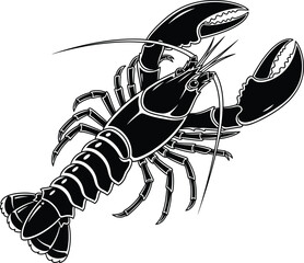 Lobster silhouette seafood crustacean animal illustration