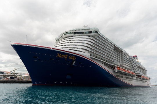 Carnival Mardi Gras Cruise Ship, Docked at the Port in Nassau, Bahamas