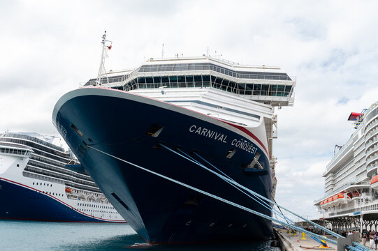 Carnival Conquest Cruise Ship, Docked at the Port in Nassau, Bahamas