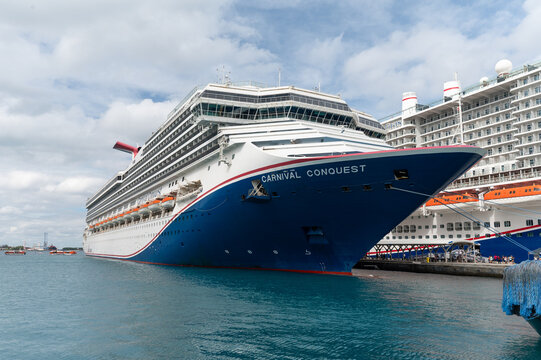 Carnival Conquest Cruise Ship, Docked at the Port in Nassau, Bahamas