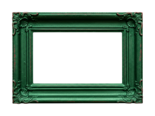 Ornate antique green picture frame featuring elegant decorative carvings and a distressed finish, perfect for displaying cherished memories.