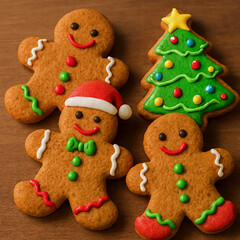 christmas gingerbread cookies oil painting style illustration 