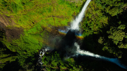 Zipline flights. Tad Fane waterfall in rainforest at Pakse and Champasak city Laos. Tour tourism and travel in Asia.