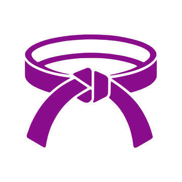 Purple martial arts belt tied in a knot icon symbol for karate taekwondo judo bjj