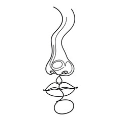 Obraz premium Minimalist abstract line art depicting a human face profile