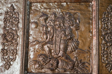 Hanuman Ji Carrying Lord Ram and Laxman on His Shoulder &ndash; Hindu Mythology Illustration