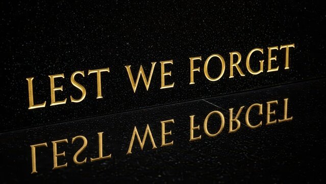 Lest We Forget - Gold Embossed Text on Black Surface