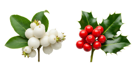 red berries and white berry cluster holly berries PNG transparent background