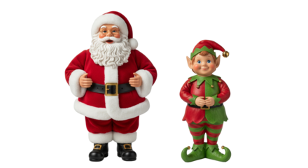 Santa and elf figures PNG transparent background 