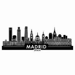 Fototapeta premium Madrid Spain cityscape palace buildings silhouette