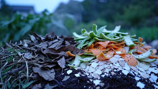 Close-up on a rock surface with brown dried leaves on left and green-orange leaves on right by edge!