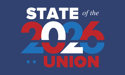 State of the Union Address in United States. Annual deliver from the President of the US address to Congress. Speech President. Patriotic american elements. Poster, card, banner, background. Vector
