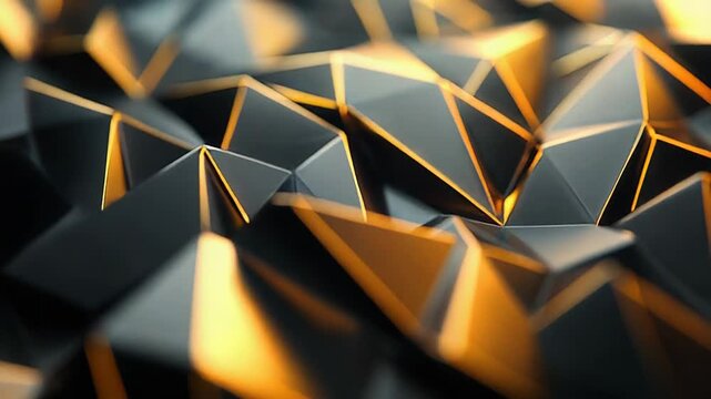 Abstract black and gold geometric polygon surface background