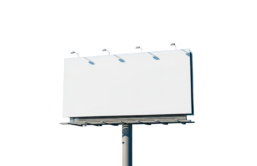 Blank white billboard mockup isolated on transparent background
