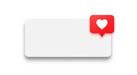Social Media Like Notification with Red Heart Icon on Blank White Banner Template - Love Feedback Concept