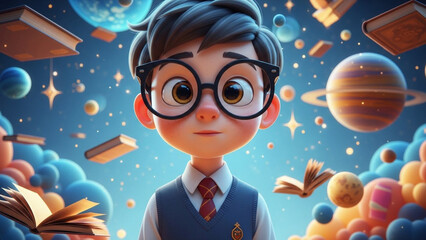 International day of education concept with open book and pencils on yellow background