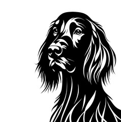 Obraz premium Irish setter dog side view vector. Diversity of breeds, pet and friend for human. Vet clinic professional services, grooming salon and dog food decoration