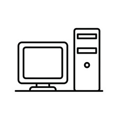 Outline icon of a desktop computer monitor and tower unit