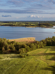 Naklejka premium Summer landscape at Lake Siver through the eyes of a bird.