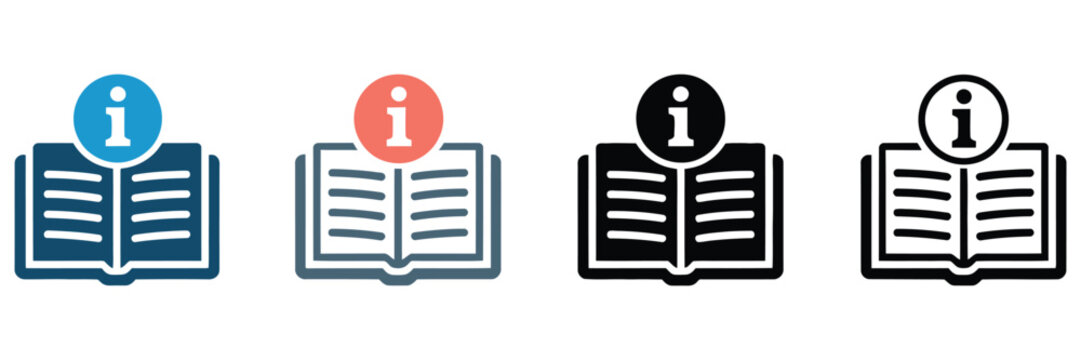 Manual book icon set, multiple style collection, line art icons, solid fill icons, instruction manual, user guide, handbook symbols, documentation icons, reference materials, educational graphics, tut