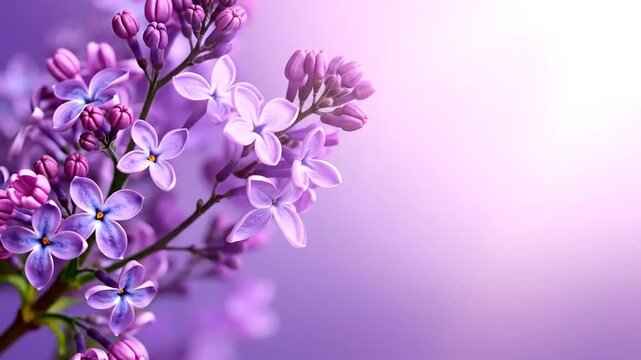 Beautiful Lilac Flowers Blooming Against a Purple Background