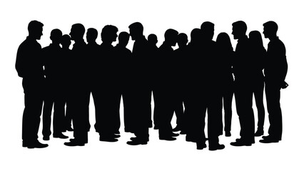 A large group of people standing closely together a dark silhouette