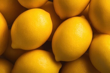 Fresh, vibrant lemons piled together, showcasing their bright yellow color and textured skin, ideal for culinary use