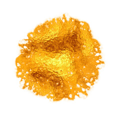 Golden textured abstract shape with lace-like edges isolated on transparent background for decoration