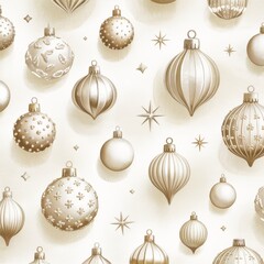 Premium festive background with monochromatic gold ornaments, geometric holiday shapes, and Christmas decor accents, perfect for seasonal campaigns and gift wrap mockups.
