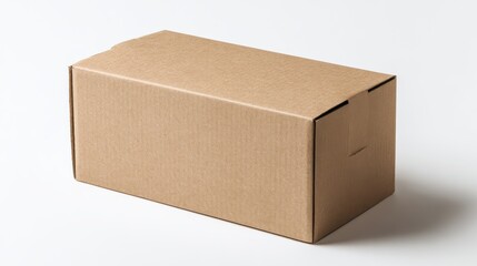 Cardboard box isolated with shadow. This image shows a brown cardboard box, the classic packaging used for shipping and storage, set against a simple backdrop
