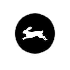 Minimalist Rabbit Silhouette in Black Circle
