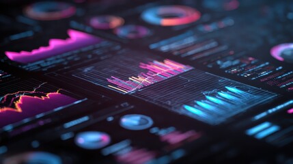 Financial data charts and graphs showcasing market analysis and business analytics