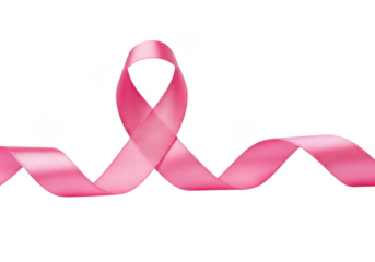 Pink ribbon symbolizing breast cancer awareness isolated on transparent background for advocacy and support