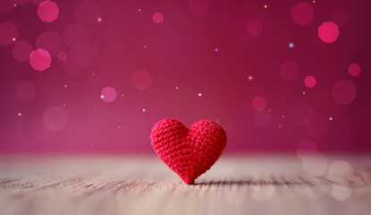 Love heart on wooden texture background, valentines day card concept