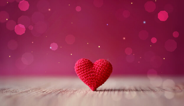Love heart on wooden texture background, valentines day card concept