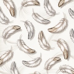Premium background with delicate feather illustration, white feather accents, and flowing feather layout, suitable for wrapping paper, wallpaper, and nature-inspired decor