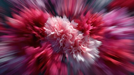 Obraz premium Vibrant pink and red floral explosion with radial blur motion effect