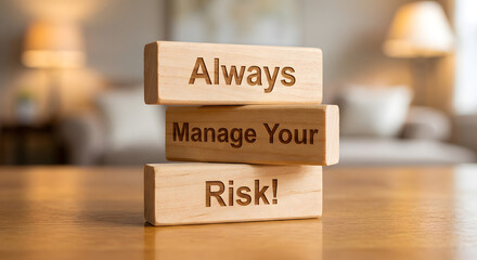 Motivational Wooden Blocks with Inspirational Message Always Manage Your Risk