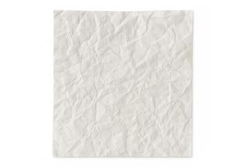 Crumpled white paper texture blank sheet transparent background creating distressed surface