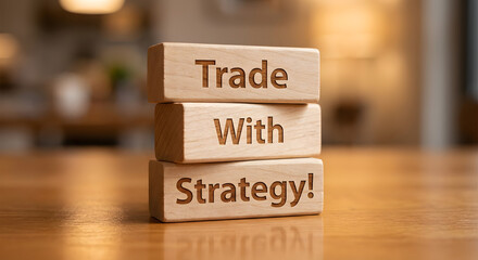 Wooden Blocks with the Phrase Trade With Strategy Motivational Concept