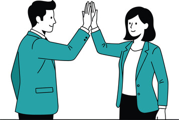 Diverse professional business team standing together, full length vector illustration, colleagues collaboration in corporate office environment, successful teamwork, modern work wear