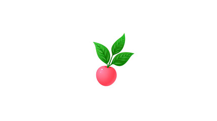 Obraz premium Red berry with three green leaves, isolated on transparency background, symbolizing freshness and natural ingredients, perfect for food, health, or organic product concepts