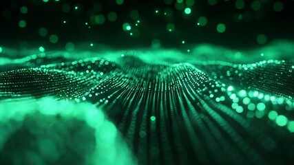 Digital data waving surface with glowing particles - Powered by Adobe