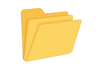 Organizing digital files in a computing system with an open yellow folder icon, concept for data management
