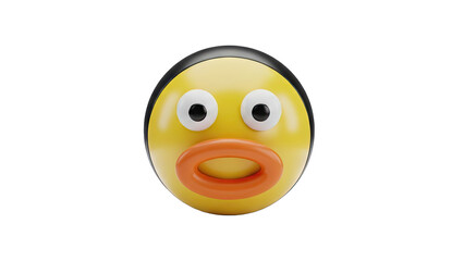 Surprised Yellow Emoji Character with Wide Eyes and Orange Open Mouth Against Black Background Simple 3D Render