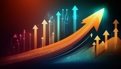 abstract upward trend graphic vibrant colorful arrows digital background business concept stock image