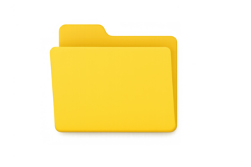 Yellow 3d folder icon. Presenting digital data organization, file storage, and document management with empty space for text on a transparent background